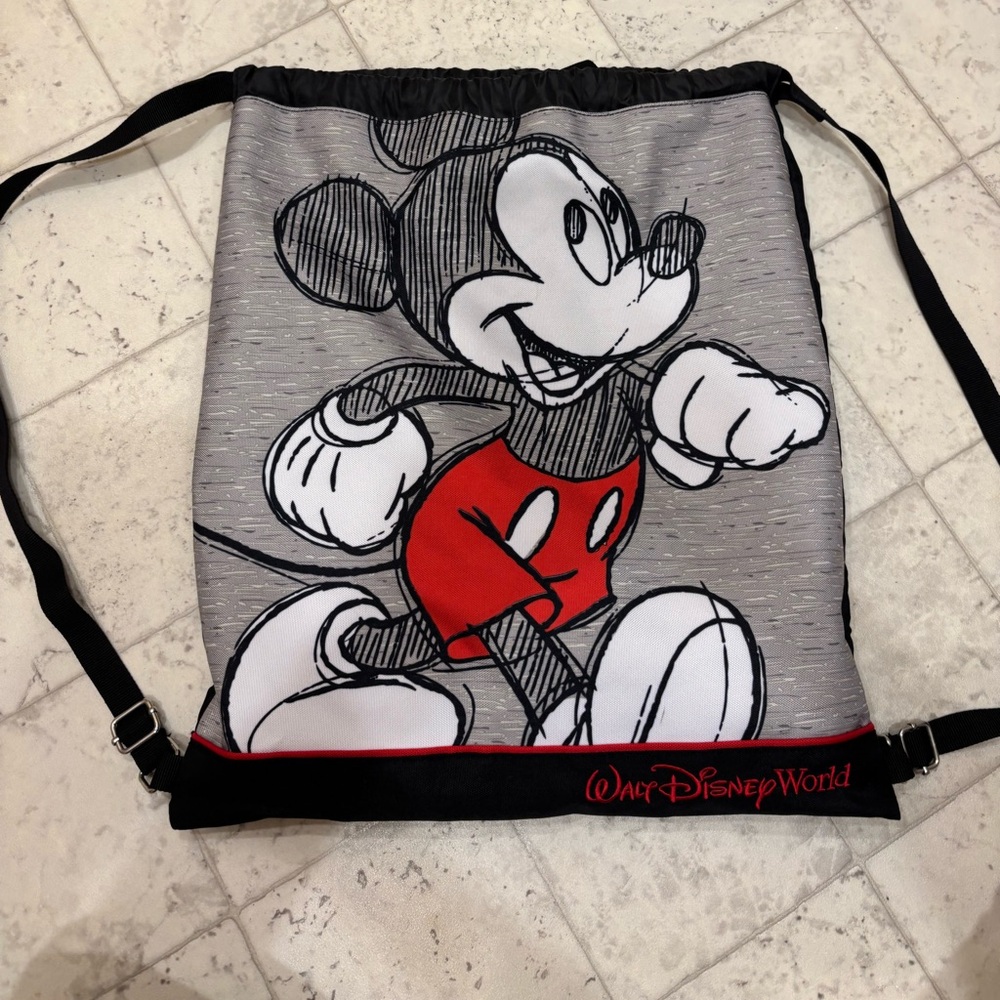 Disney Charcoal Gray Drawstring Pouch